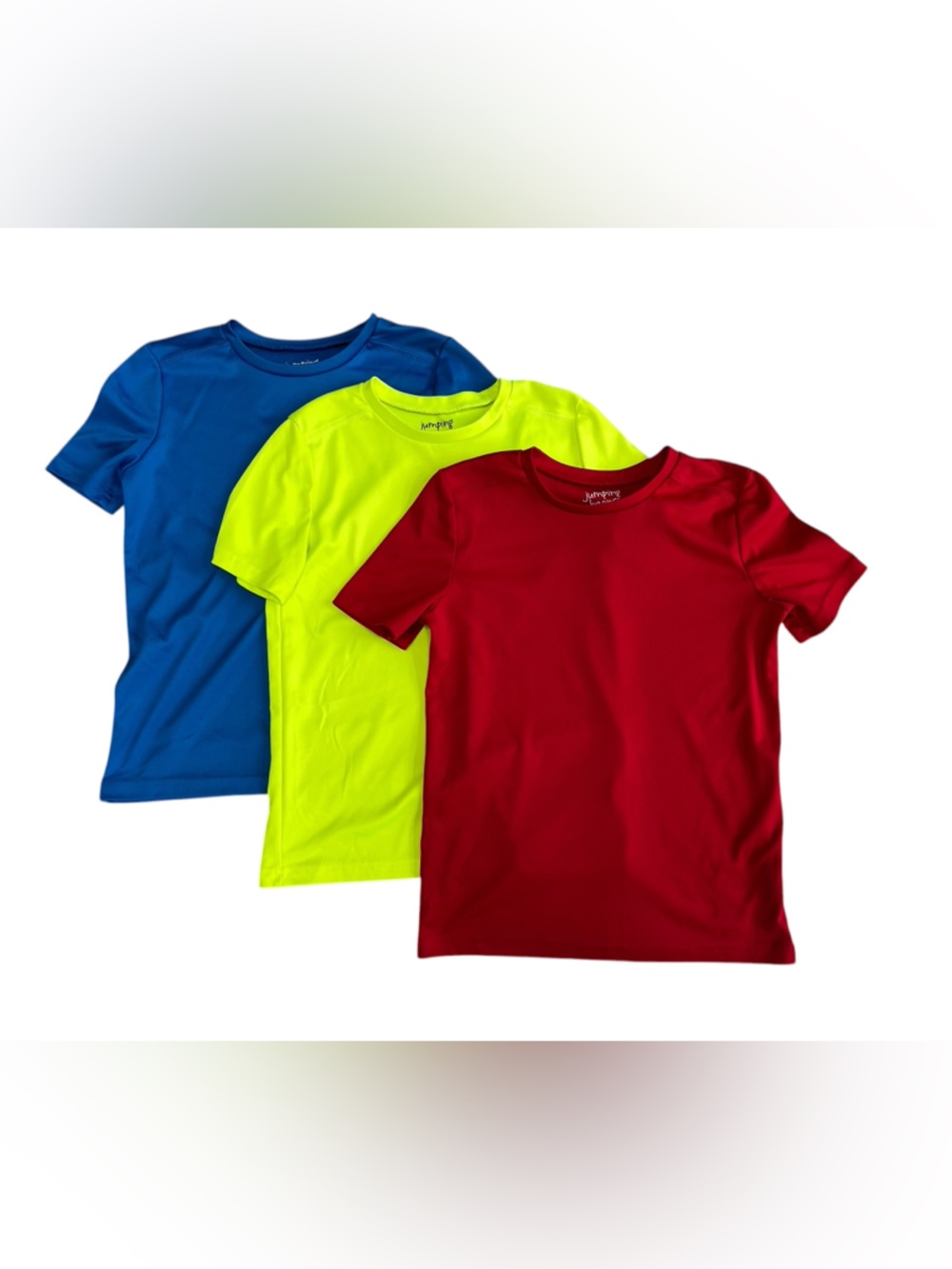 jumping beans 3-Pack Short Sleeve Tees - Blue, Neon Yellow, Red, Size Youth 8